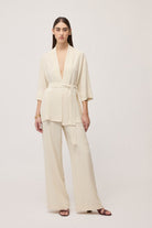 Spolverino in chiffon latte con manica tre quarti e cintura - YES SHOPGiaccheOTTOD'AMETG6205-IT 343620711323771