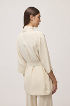 Spolverino in chiffon latte con manica tre quarti e cintura - YES SHOPGiaccheOTTOD'AMETG6205-IT 343620711323771