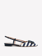 Slingback in tessuto rigato bianco e blu con fibbia gioiello - YES SHOPBallerineROBETO FESTAMIMMA-IT 363698349676771