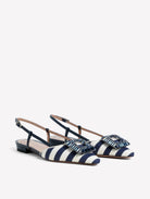 Slingback in tessuto rigato bianco e blu con fibbia gioiello - YES SHOPBallerineROBETO FESTAMIMMA-IT 363698349676771