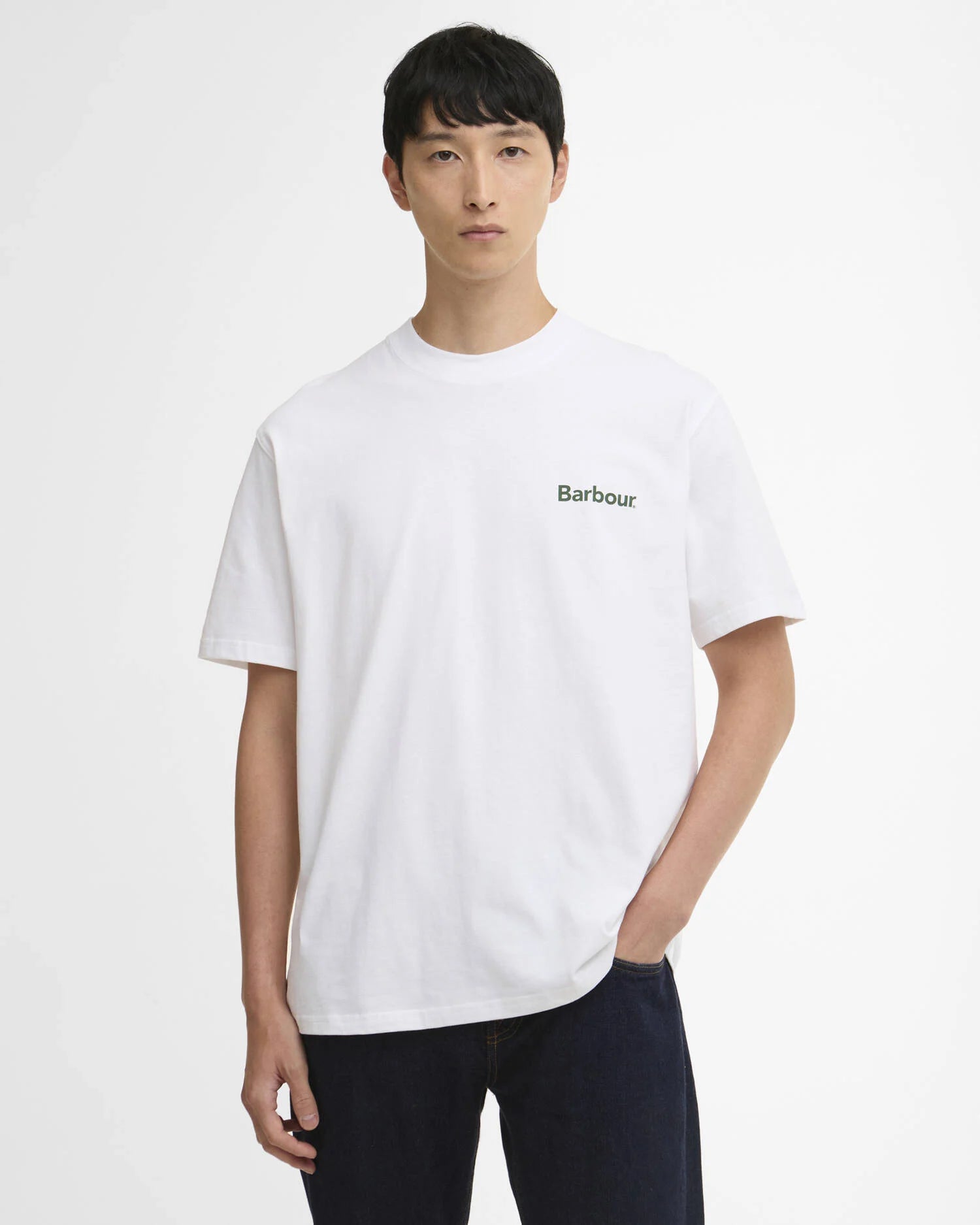 T-shirt bianca oversize con logo vintage Crossby - YES SHOPT-shirtBARBOURMTS1569WH11-IT399230879804771