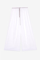 Pantalone ampio bianco in lino con cordoncino laminato in vita - YES SHOPPantaloniOTTOD'AMEDP0012-IT 341340811323771