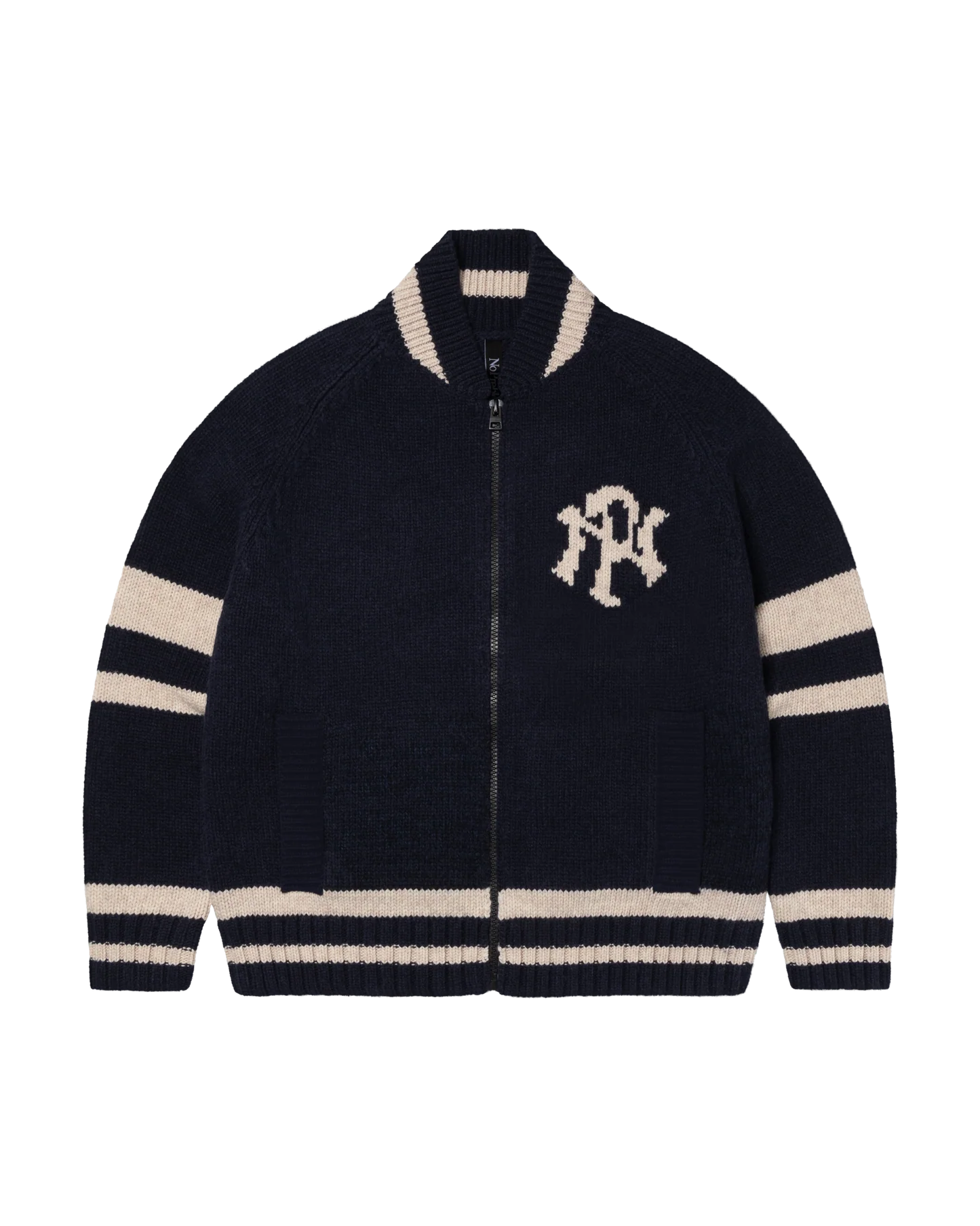 Maglione Zip Blu e Bianco con Logo Nyp