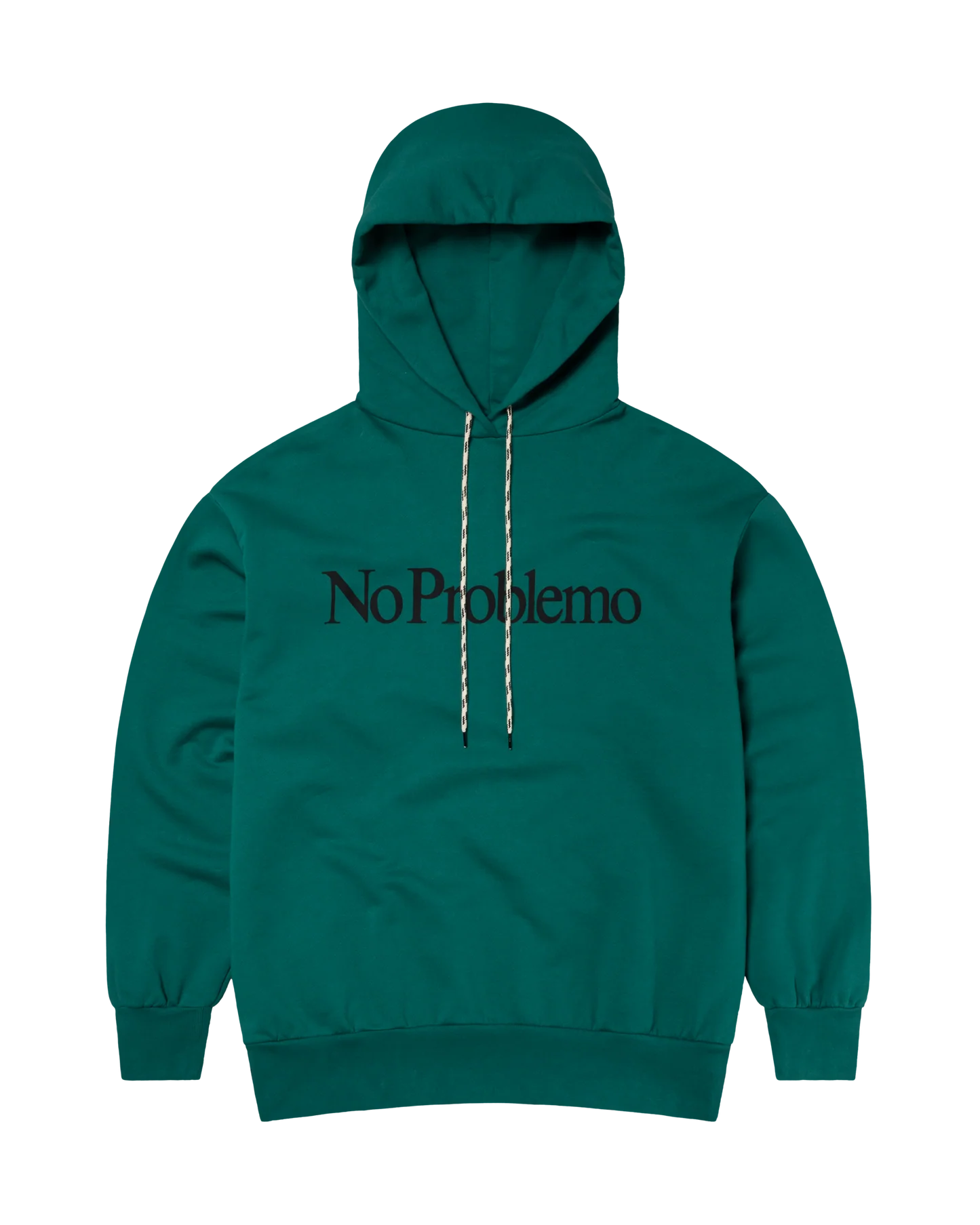 Felpa Verde con Logo Grande e Cappuccio