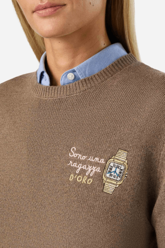 Maglione New Queen "Sono una ragazza d'oro" beige - YES SHOPMaglioniMC2 SAINT BARTHQUE0030/0246M-6