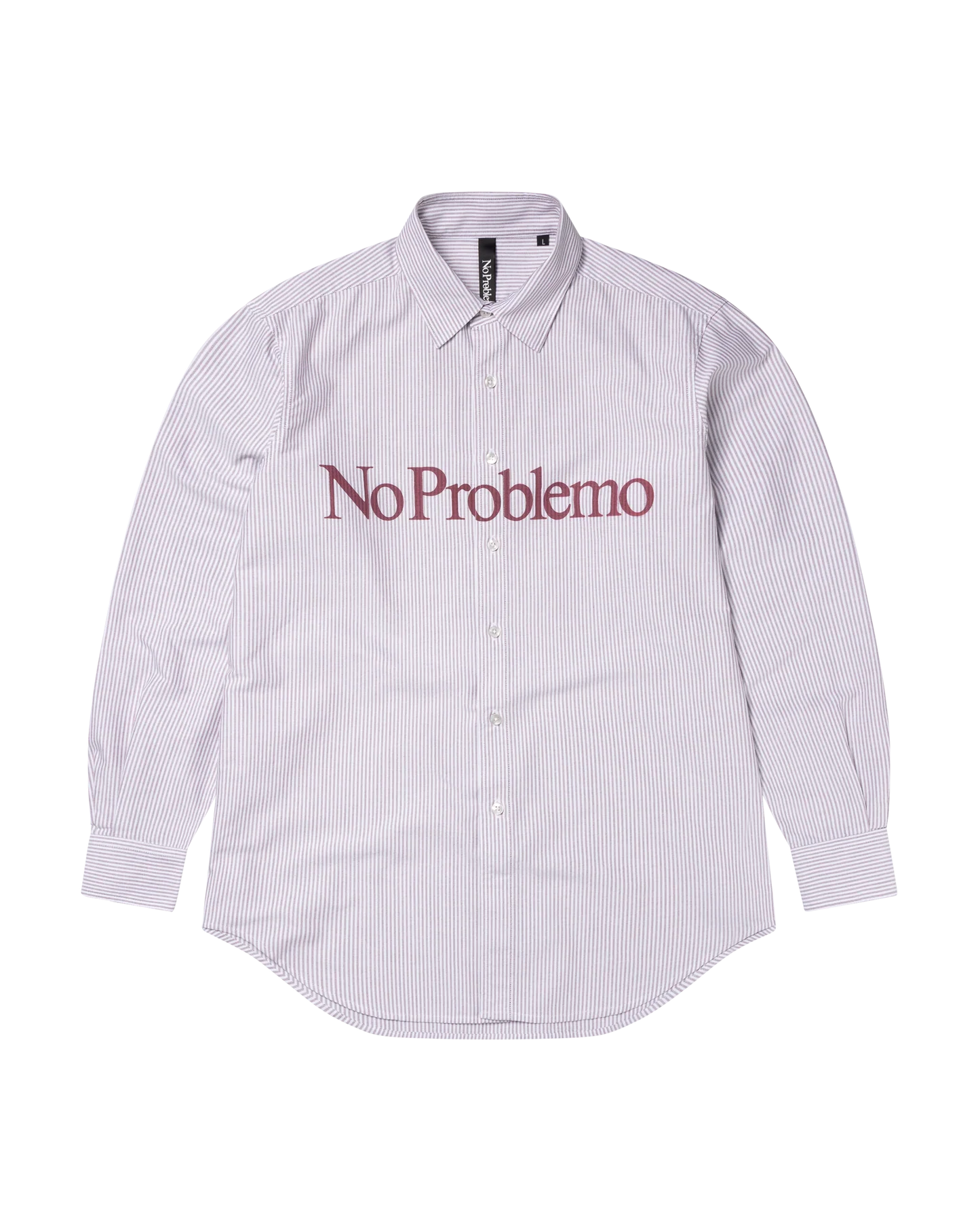 Camicia Oxford a Righe Bianco e Rosso con Logo Grande