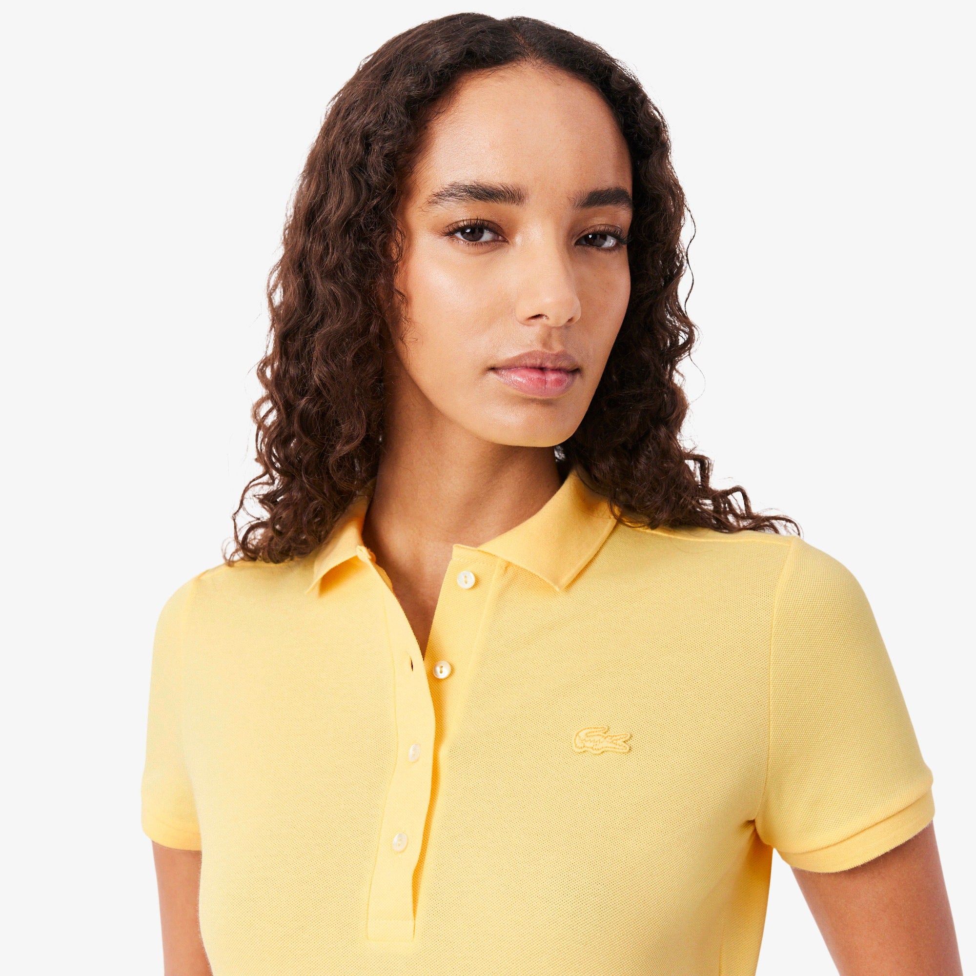 Polo da donna in piqué di cotone stretch gialla slim fit - YES SHOPPoloLACOSTEPF5462-IT 341234157313771