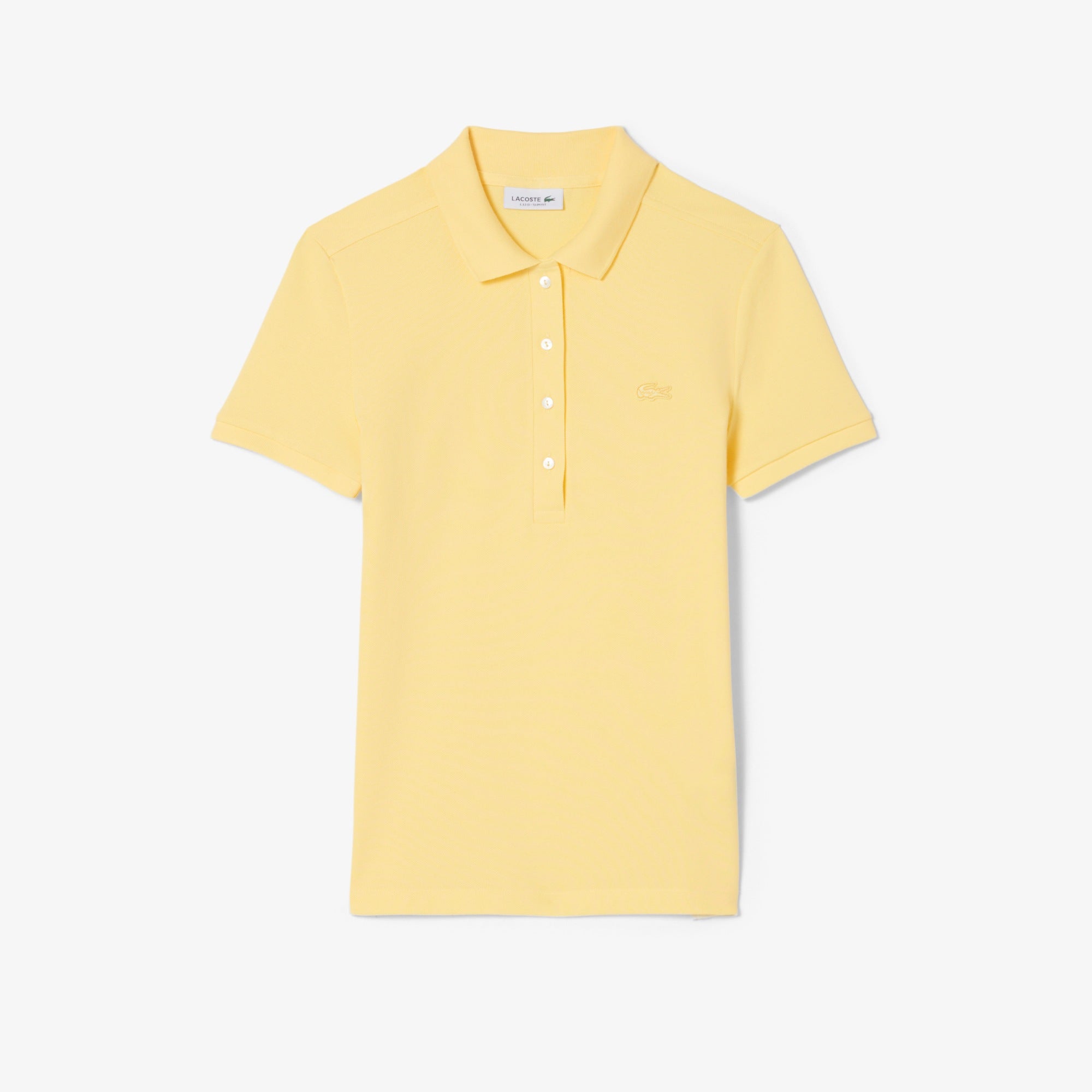 Polo da donna in piqué di cotone stretch gialla slim fit - YES SHOPPoloLACOSTEPF5462-IT 341234157313771