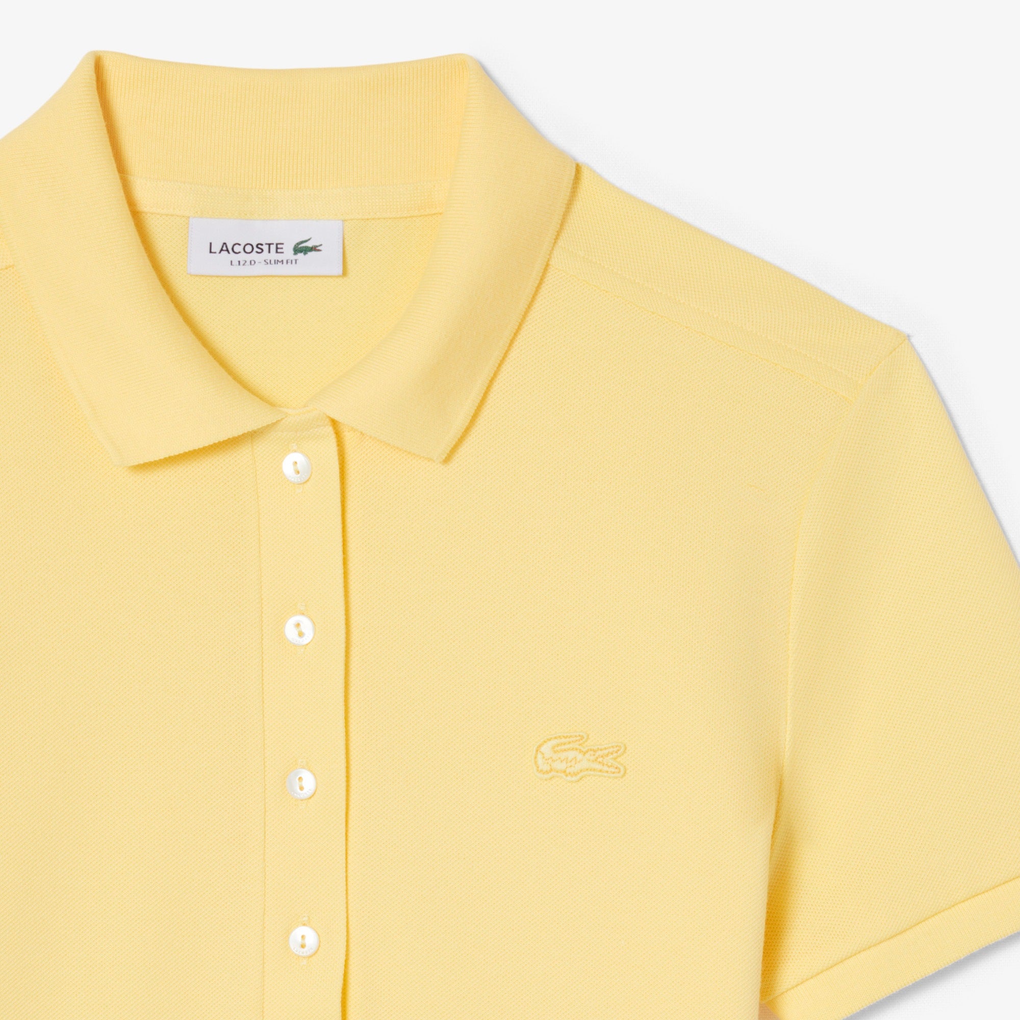 Polo da donna in piqué di cotone stretch gialla slim fit - YES SHOPPoloLACOSTEPF5462-IT 341234157313771