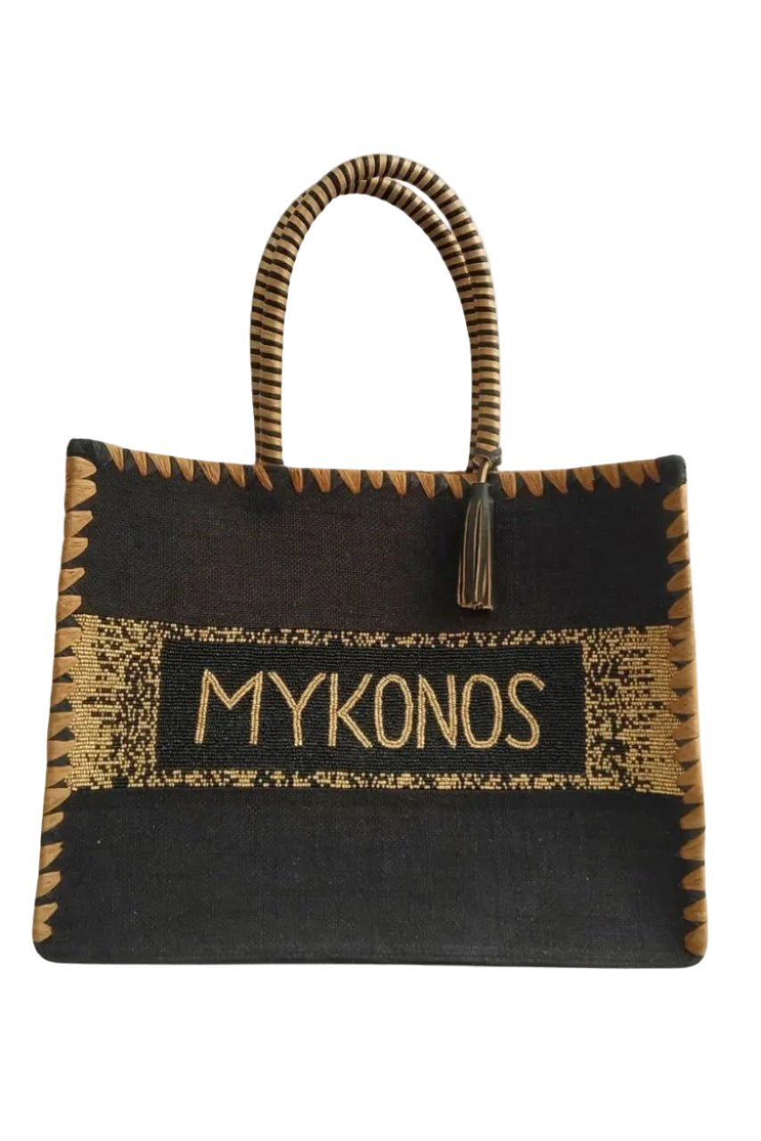 Borsa Mykonos in juta e perline nere e oro - YES SHOPBorse a spallaDE SIENA2010-24/MYK-Taglia unica