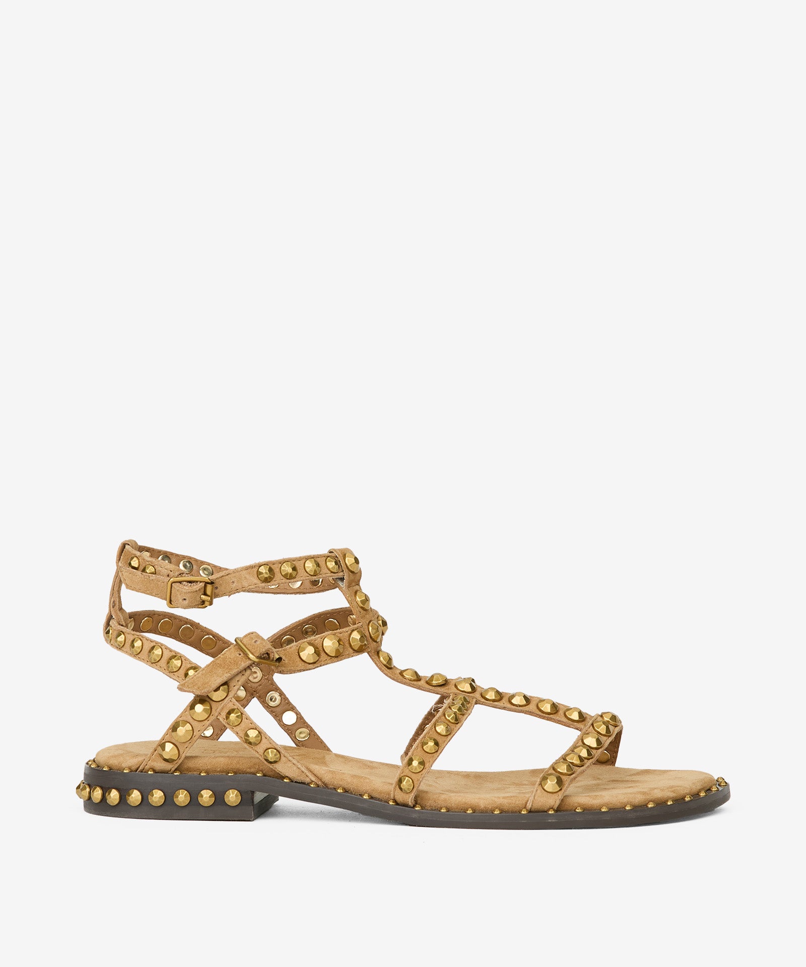 Sandalo gladiator Precious in suede moka con borchie oro - YES SHOPSandaliASHPRECIOUS-IT 36