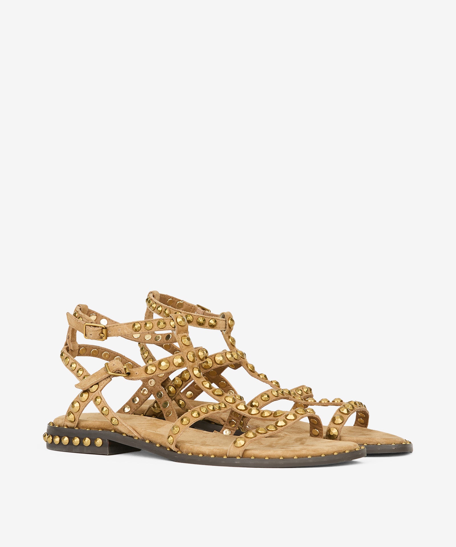 Sandalo gladiator Precious in suede moka con borchie oro - YES SHOPSandaliASHPRECIOUS-IT 36