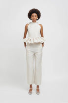 Pantalone bianco perla broccato alla caviglia - YES SHOPPantaloniWEILI ZHENGS26PL08-XXS7308248182771