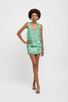 Tank top in paillettes verde acqua - YES SHOPTopWEILI ZHENGS26CT15-XXS6001148182771