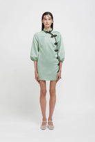 Abito qipao verde acqua stile orientale con applicazioni - YES SHOPAbitiWEILI ZHENGS26DC07-XXS6777248182771