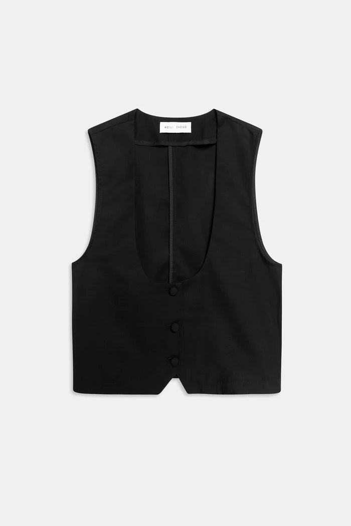 Top corto taglio gilet nero in gabardina - YES SHOPTopWEILI ZHENGS26JG02-XXS8390148182771