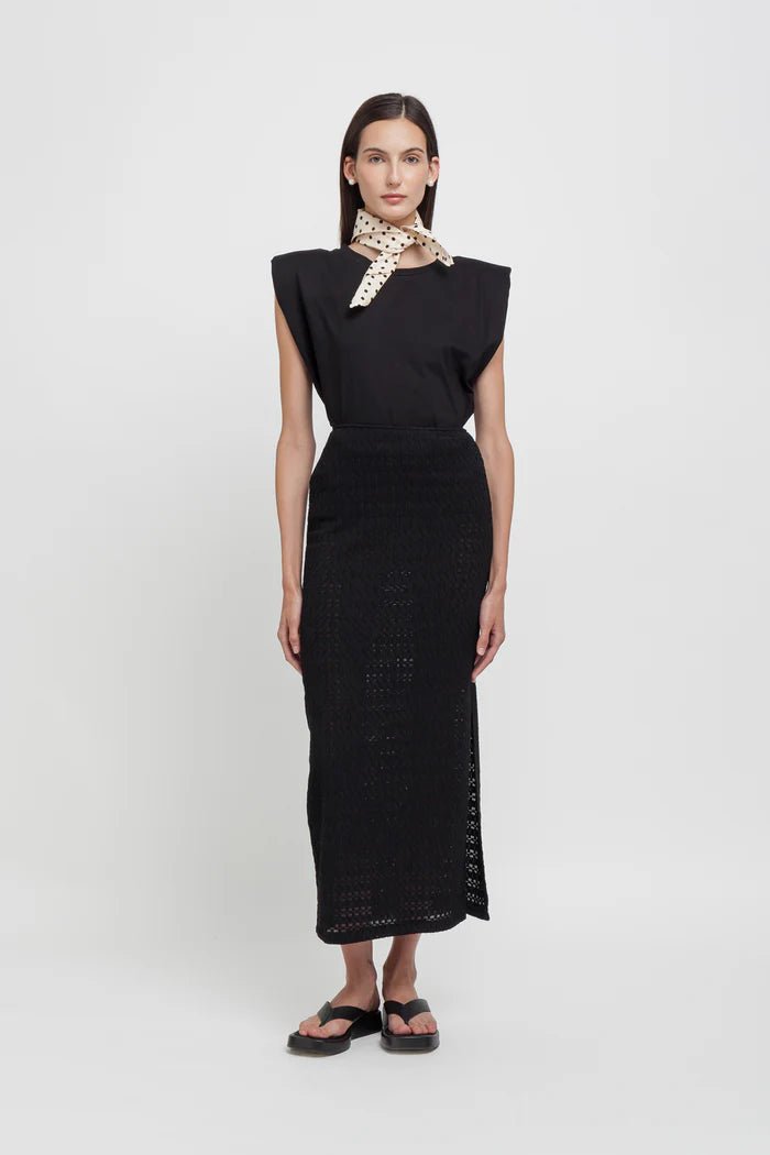Gonna longuette nera tessuto goffrato - YES SHOPGonneWEILI ZHENGS26PG09-XXS3487248182771
