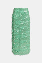 Gonna longuette verde acqua in paillettes con spacco laterale - YES SHOPGonneWEILI ZHENGS26PG13-XXS6287248182771