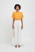 Pantalone in canvas di cotone bianco wide leg - YES SHOPPantaloniWEILI ZHENGS26PL01-XXS