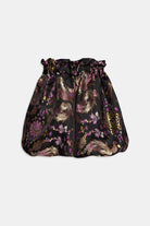 Shorts nuvola neri con tessuto broccato orientale viola e oro - YES SHOPShortsWEILI ZHENGS26PS03-XXS3977248182771