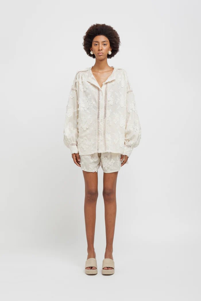 Camicia ovesize in mussola ricamata crema - YES SHOPCamicieWEILI ZHENGS26SL06-XXS7067248182771