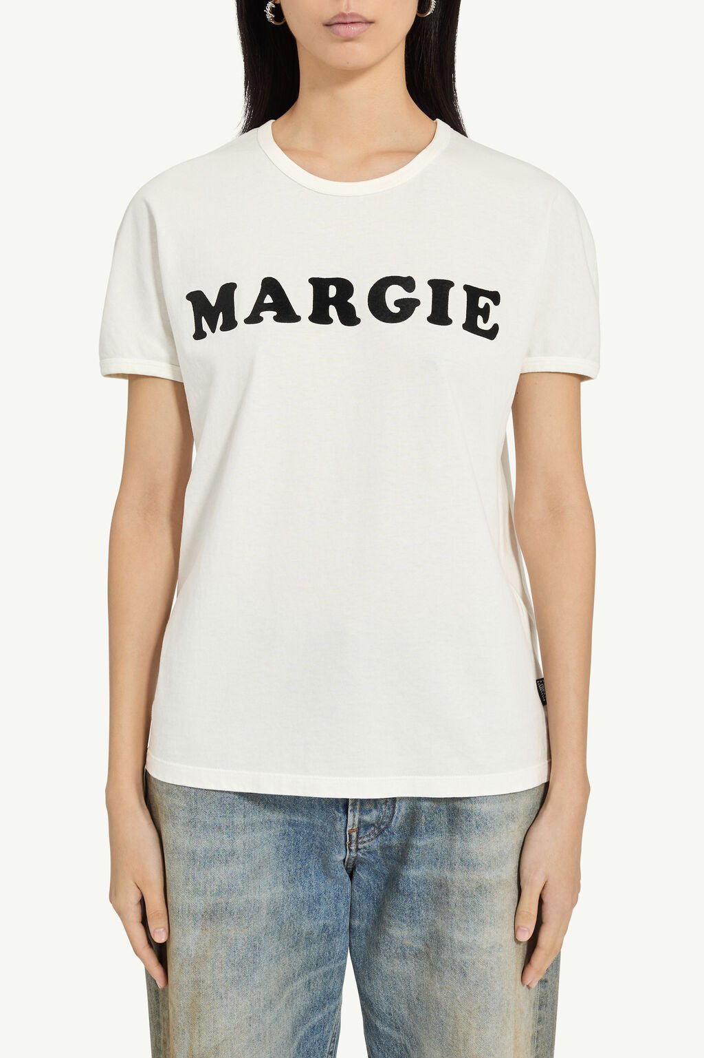 T-shirt in jersey vintage bianca con stampa a contrasto "MARGIE" - YES SHOPT-shirtMM6 MAISON MARGIELAS62GD0212/M2018-XXS1190108863771
