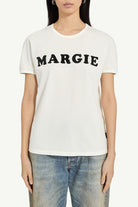 T-shirt in jersey vintage bianca con stampa a contrasto "MARGIE" - YES SHOPT-shirtMM6 MAISON MARGIELAS62GD0212/M2018-XXS1190108863771