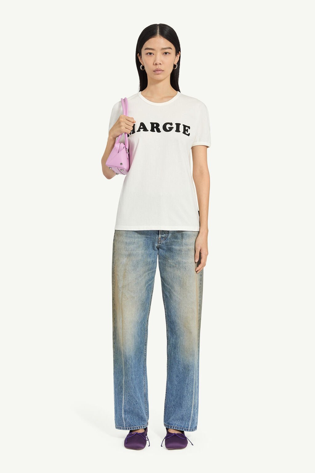 T-shirt in jersey vintage bianca con stampa a contrasto "MARGIE" - YES SHOPT-shirtMM6 MAISON MARGIELAS62GD0212/M2018-XXS1190108863771