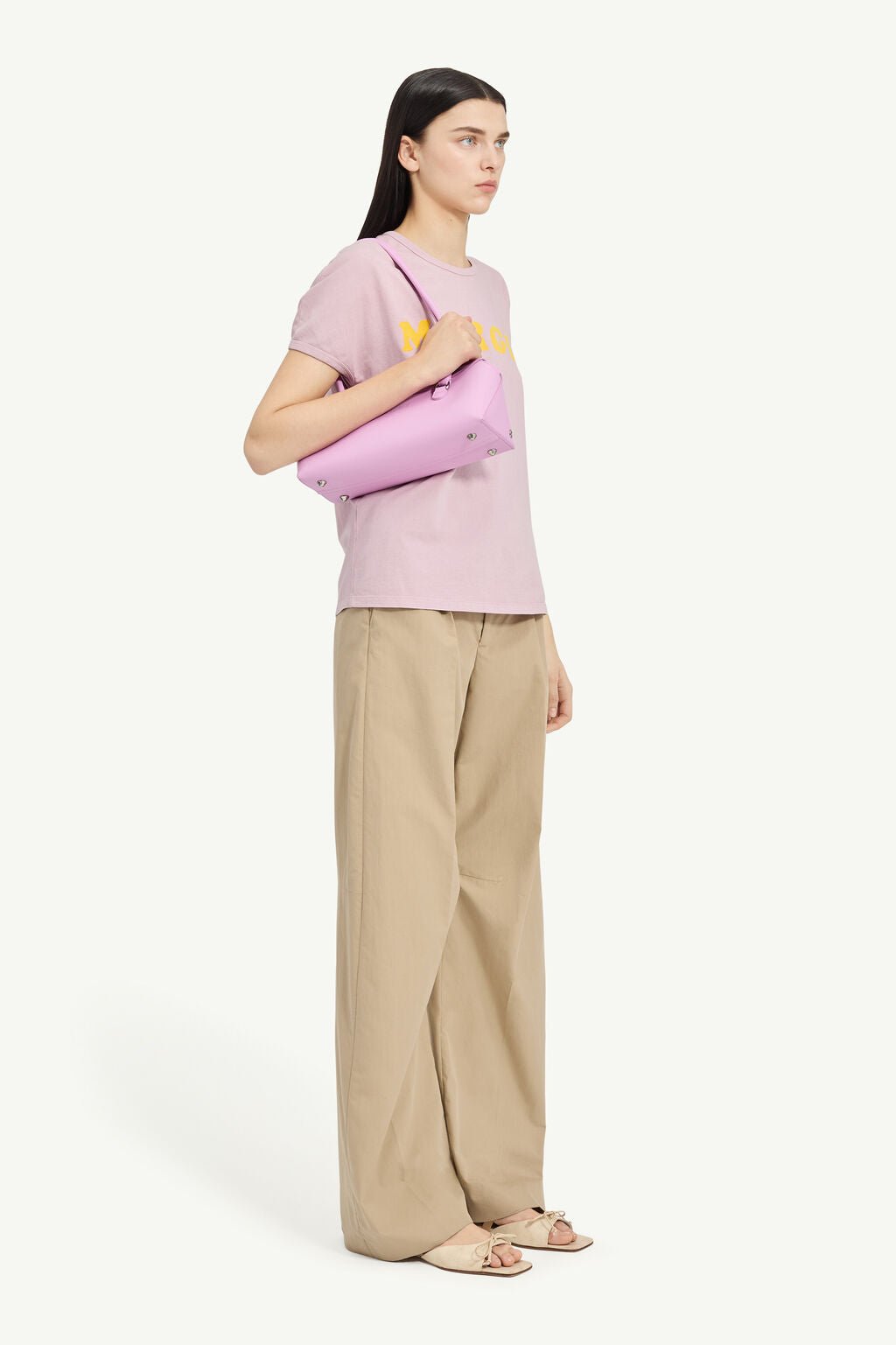 T-shirt in jersey vintage rosa con stampa a contrasto "MARGIE" - YES SHOPT-shirtMM6 MAISON MARGIELAS62GD0212/M2018-XXS5980108863771