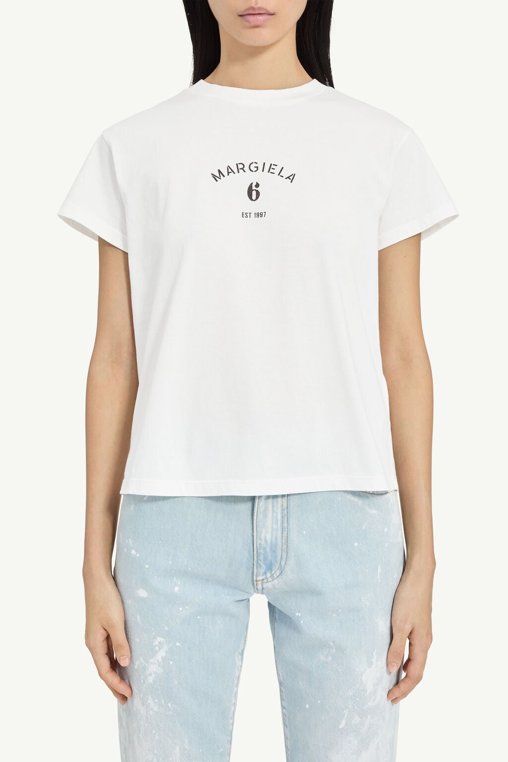 T-shirt slim in cotone bianca con firma logo - YES SHOPT-shirtMM6 MAISON MARGIELAS62GD0216/M86-XXS2078485344771