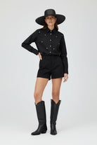 Camicia oversize nera con applicazioni - YES SHOPCamicieA PAPER KIDS6PKWOSI153-IT 341855448182771