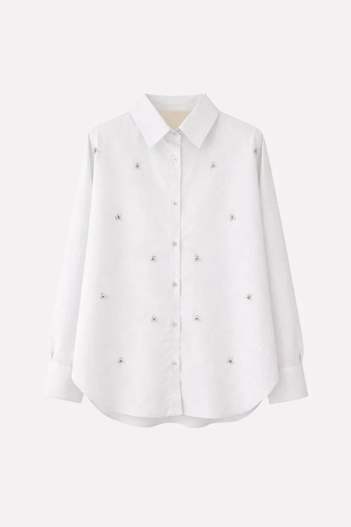 Camicia oversize bianca con applicazioni - YES SHOPCamicieA PAPER KIDS6PKWOSI153-IT 343655448182771