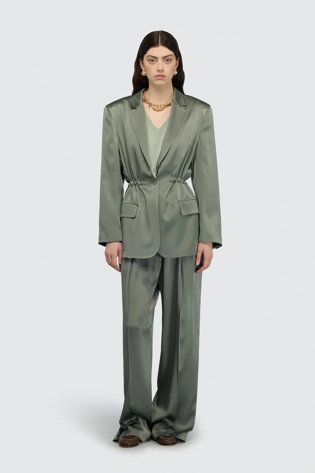 Pantalone Jhonny satin verde - YES SHOPPantaloniSEMICOUTUREY6SM35-IT 344524118162771
