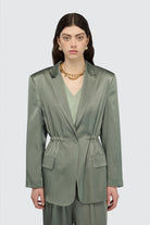 Giacca Marta verde satin monopetto - YES SHOPGiaccheSEMICOUTUREY6SM22-IT 344299908162771