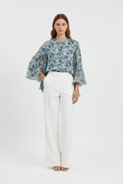 Blusa Thaila verde e azzurra con stampa floreale - YES SHOPBluseSEMICOUTUREY6SS03-IT 345100018162771
