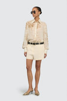 Camicia lunga Juana panna stampa floreale con cinturino e spacco laterale - YES SHOPCamicieSEMICOUTUREY6SS10-IT 34