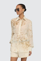 Camicia lunga Juana panna stampa floreale con cinturino e spacco laterale - YES SHOPCamicieSEMICOUTUREY6SS10-IT 34