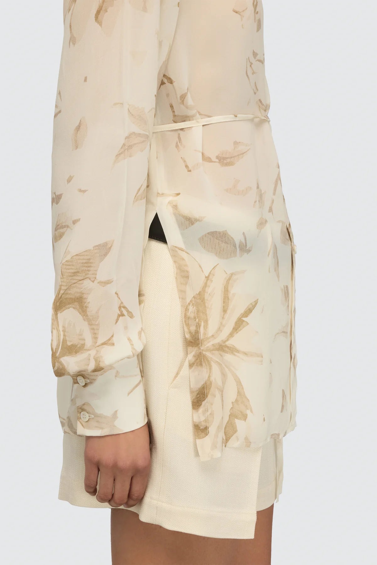Camicia lunga Juana panna stampa floreale con cinturino e spacco laterale - YES SHOPCamicieSEMICOUTUREY6SS10-IT 34