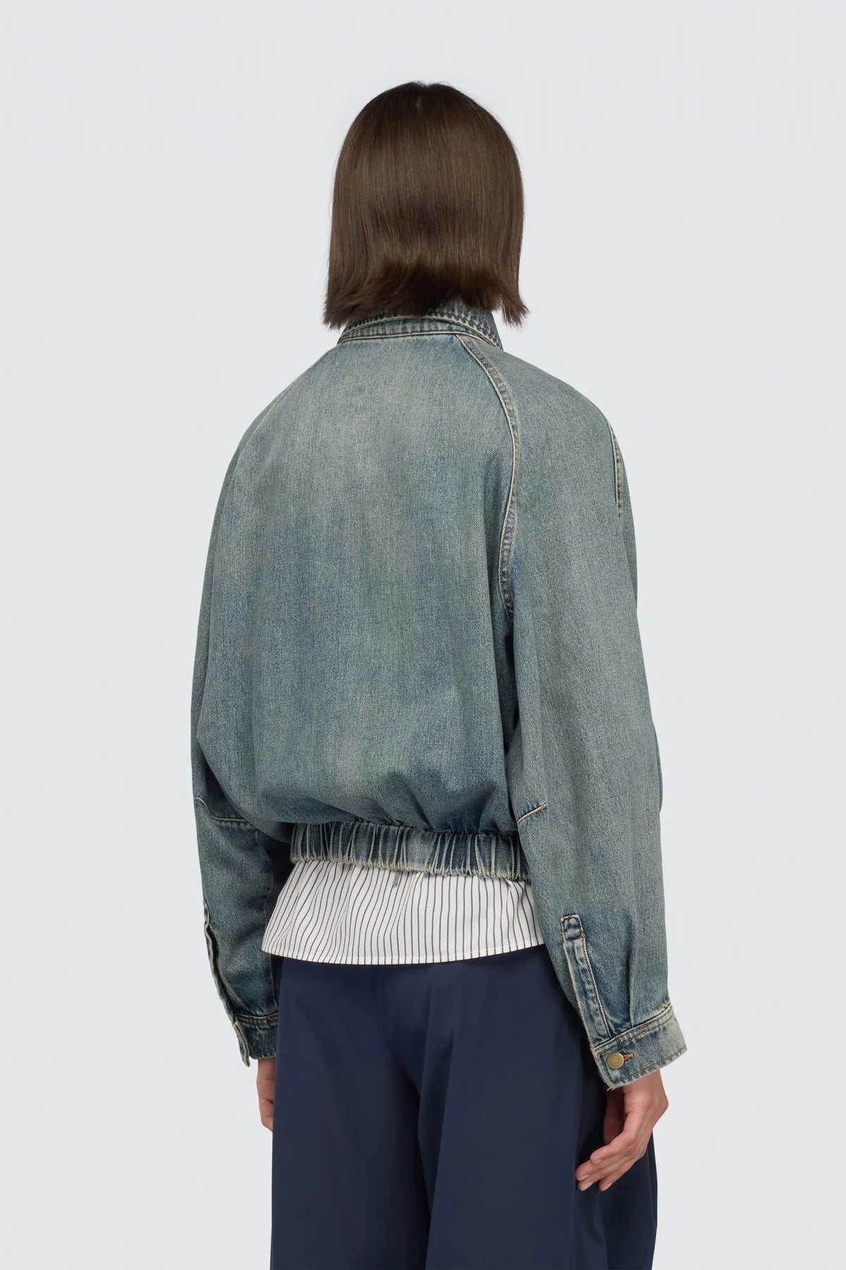 Bomber Conchita in denim con zip e coulisse sul fondo - YES SHOPGiubbottiSEMICOUTUREY6SY30-IT 349799908162771