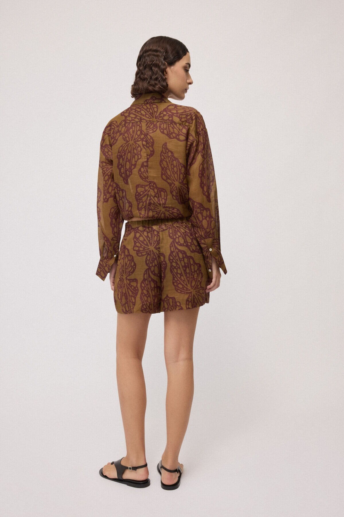 Shorts in ramiè rhum con fantasie disegno magenta - YES SHOPShortsOTTOD'AMEDP0056-IT 349900711323771