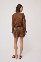 Shorts in ramiè rhum con fantasie disegno magenta - YES SHOPShortsOTTOD'AMEDP0056-IT 349900711323771