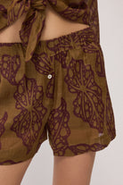 Shorts in ramiè rhum con fantasie disegno magenta - YES SHOPShortsOTTOD'AMEDP0056-IT 349900711323771