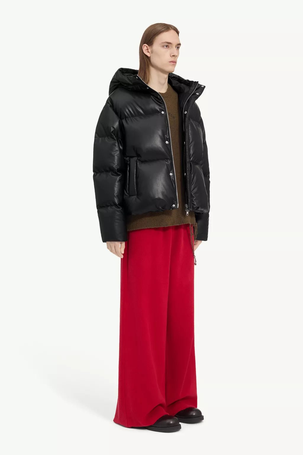 Piumino nero in pelle con cappuccio - YES SHOPPiuminiMM6 MAISON MARGIELASH0AM0098M36016900-IT 425242075569871
