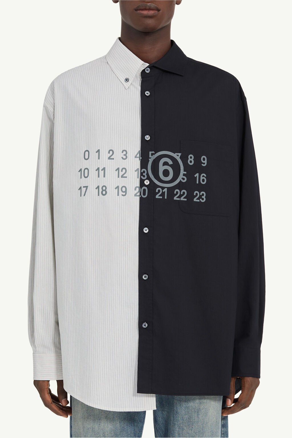 Camicia bicolore bianco e nero con stampa - YES SHOPCamicieMM6 MAISON MARGIELASH0DT0025MTN136961-IT 423752305742771