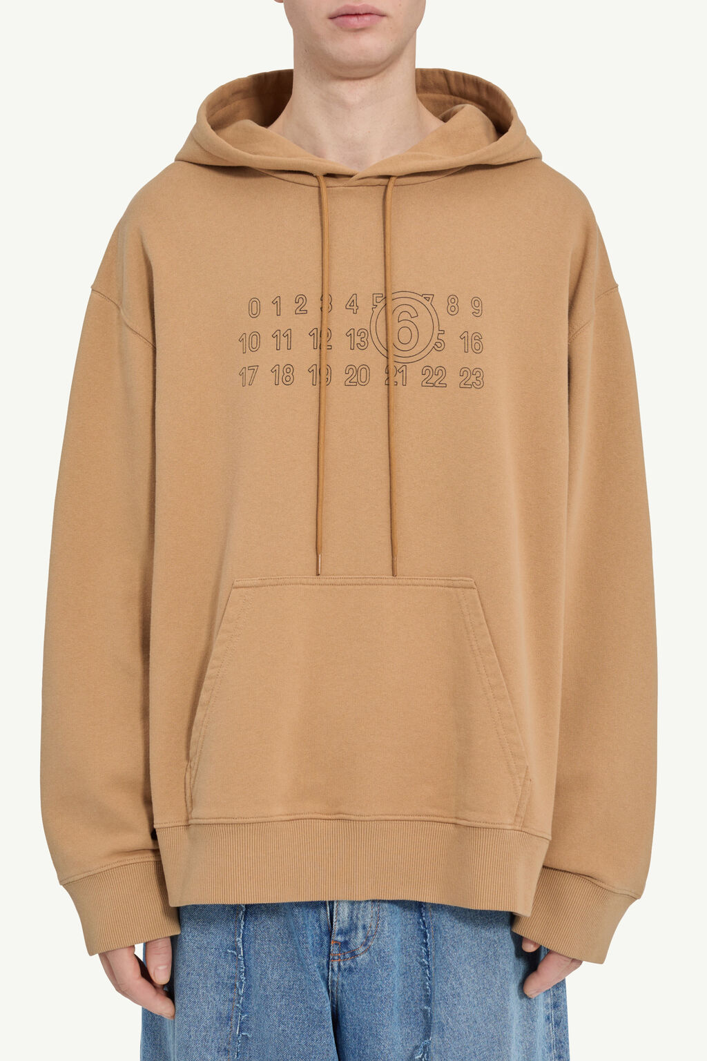 Felpa con Cappuccio Logo Numeric Cammello