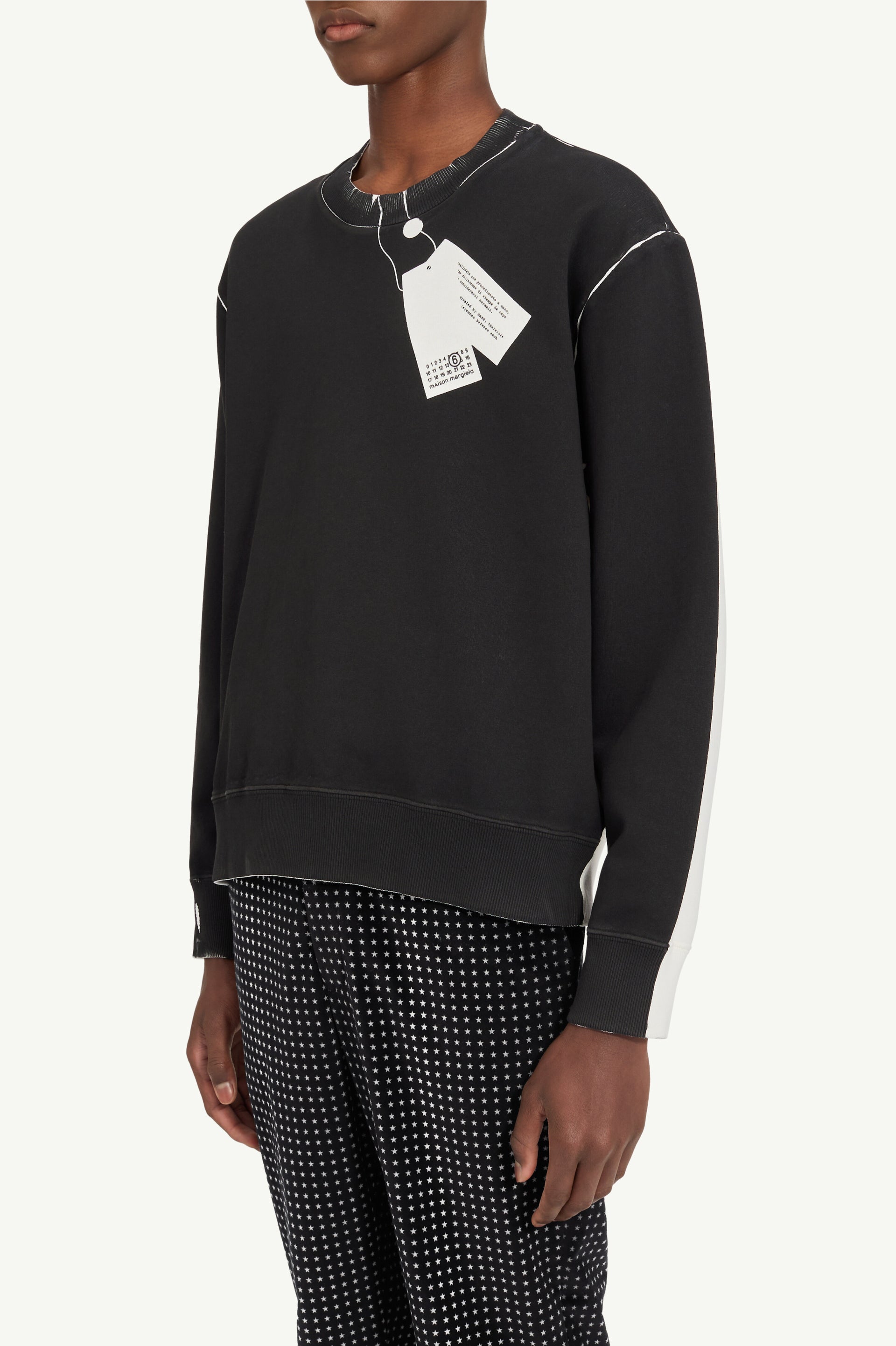 Felpa girocollo con grafica cartellino MM6