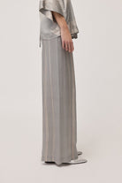 Pantaloni palazzo azzurri in raso di viscosa gessato effetto pennellato - YES SHOPPantaloniOTTOD'AMETP0058-IT 34