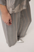 Pantaloni palazzo azzurri in raso di viscosa gessato effetto pennellato - YES SHOPPantaloniOTTOD'AMETP0058-IT 34