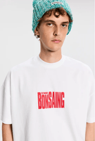 T-shirt bianca con stampa rossa "BONSAING" - YES SHOPT-shirtBONSAITS001004-XXS8379954952971