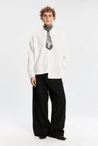 Camicia bianca asimettrica con cravatta - YES SHOPCamicieBONSAISH005-XXS3469954952971